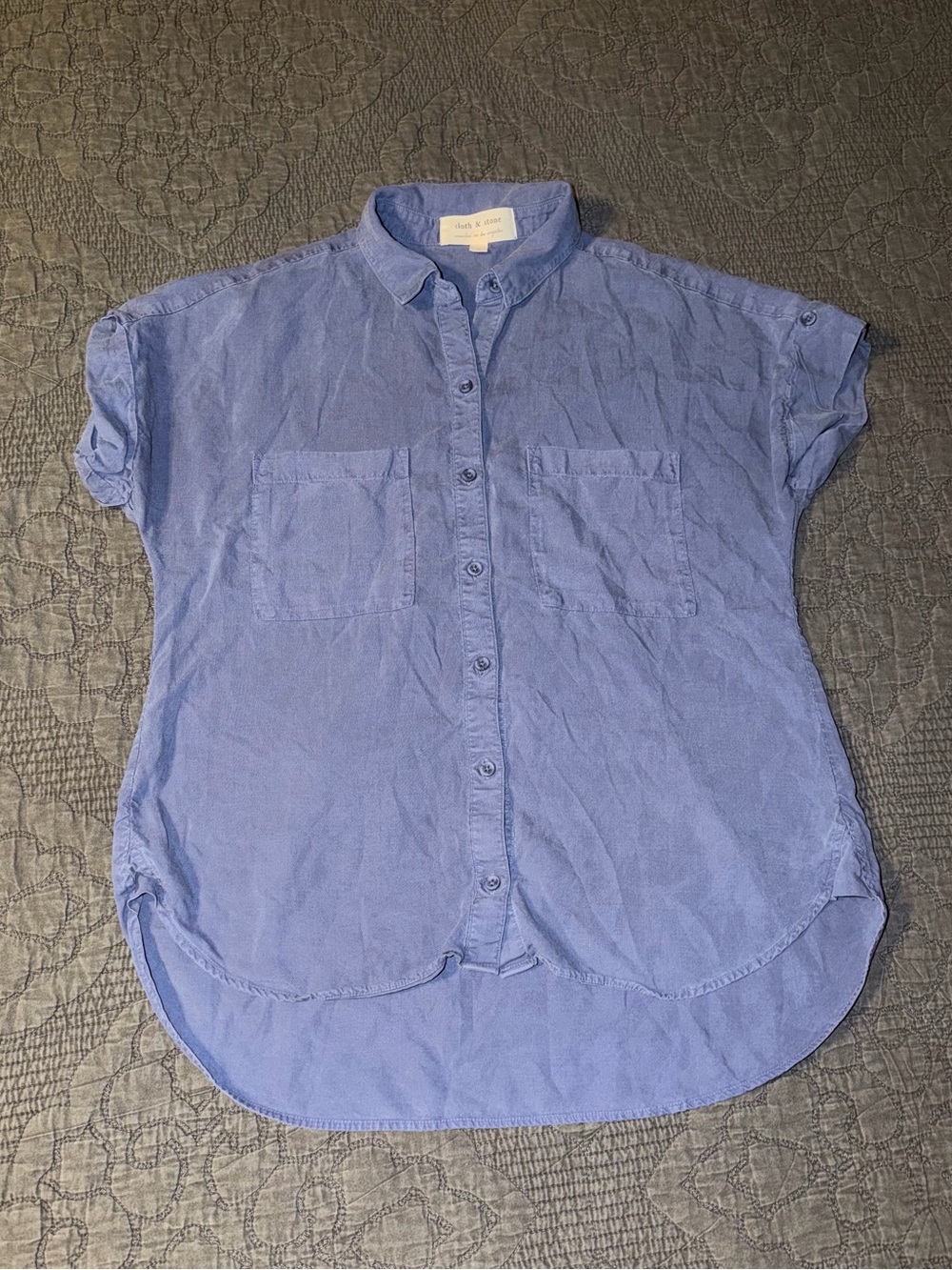 cloth & stone/Anthropologie Short-Sleeve Button-Down-Blue Women’s Size-S
